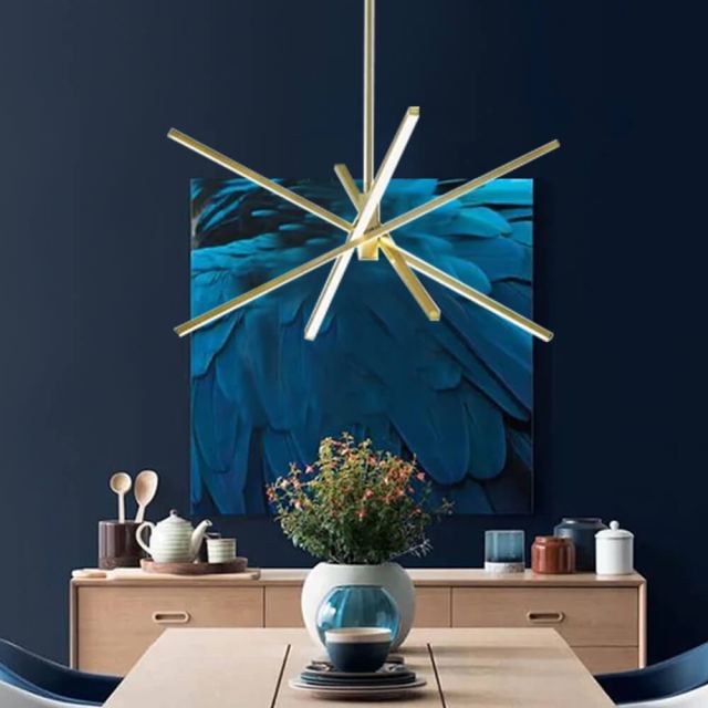 Modern 4-Light LED Cross Arms Sputnik Chandelier in Matt Black/ Aged Brass/ Chrome Finish for Dining Room Living Room