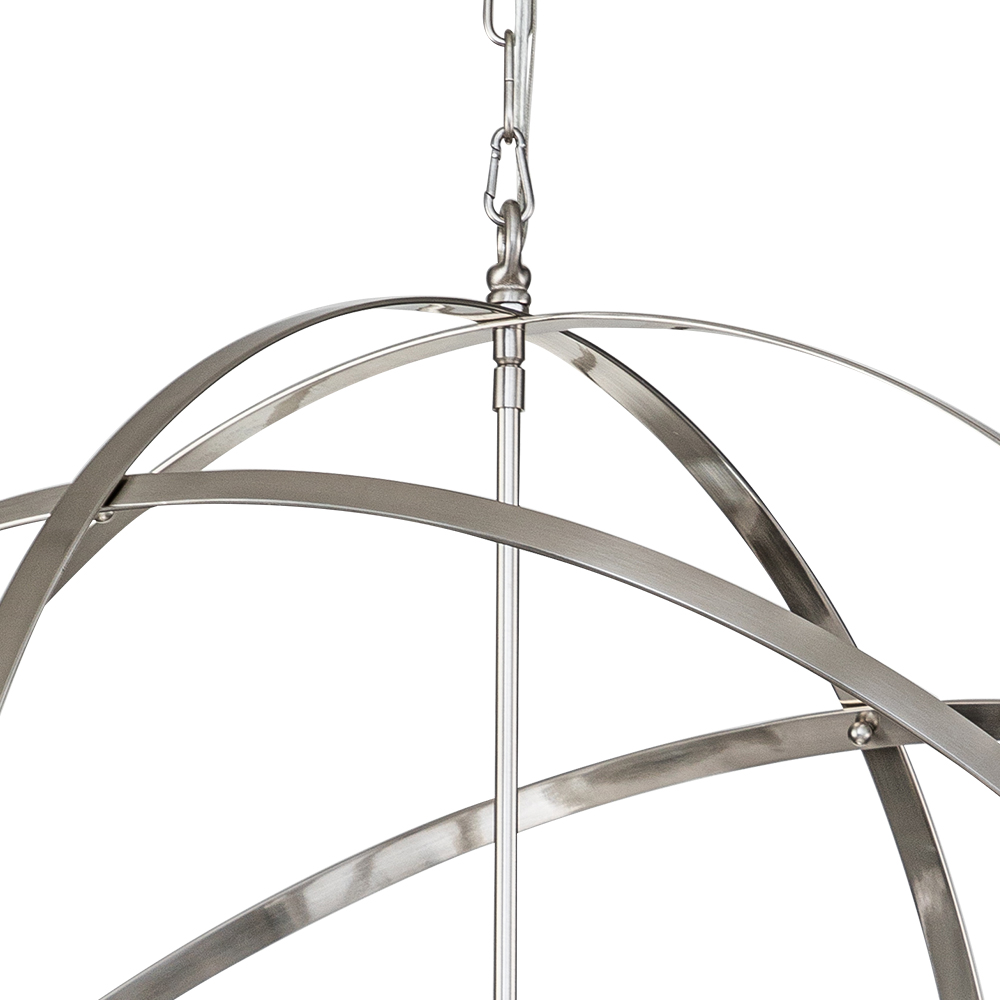 Modern Farmhouse Circle Frame Crystal Orb Chandelier Pendant Lighting with Cage Shade For Restaurant/ Kitchen/ Dining Room