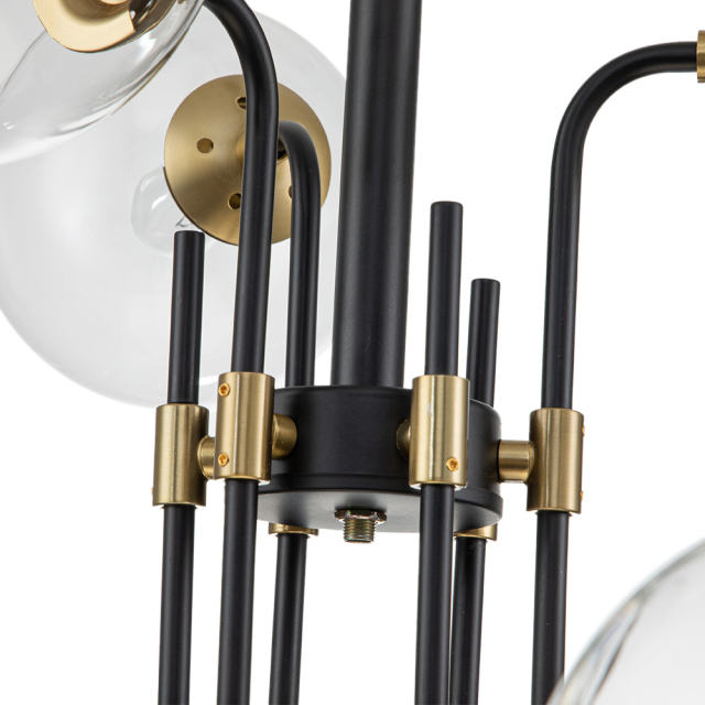 Glam Modern 9-Light Linear Branch Sputnik Bubble Chandelier for Kitchen Island Dining/Living Room