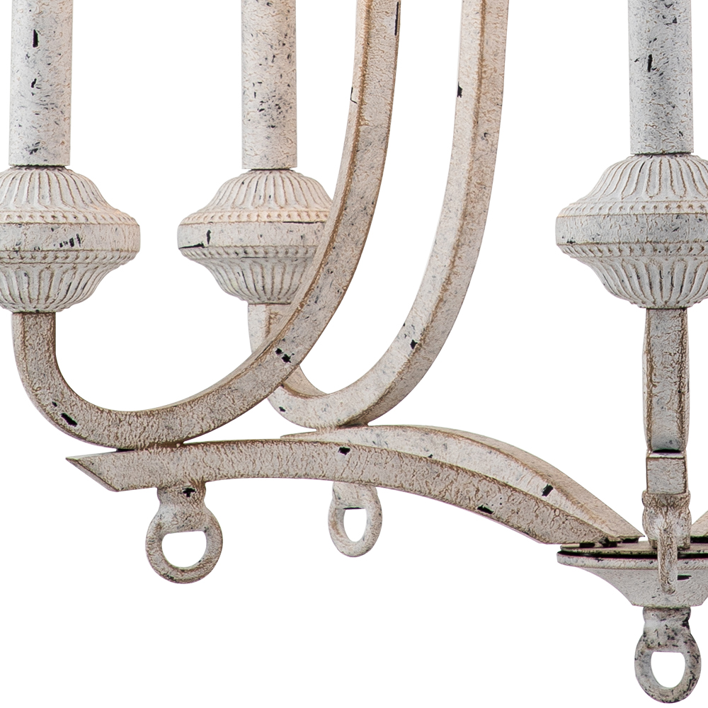 5-Light Modern Farmhouse Mid-century Candle Style Empire Chandelier in Antique White Finish for Living Room/ Dining Room/ Museum