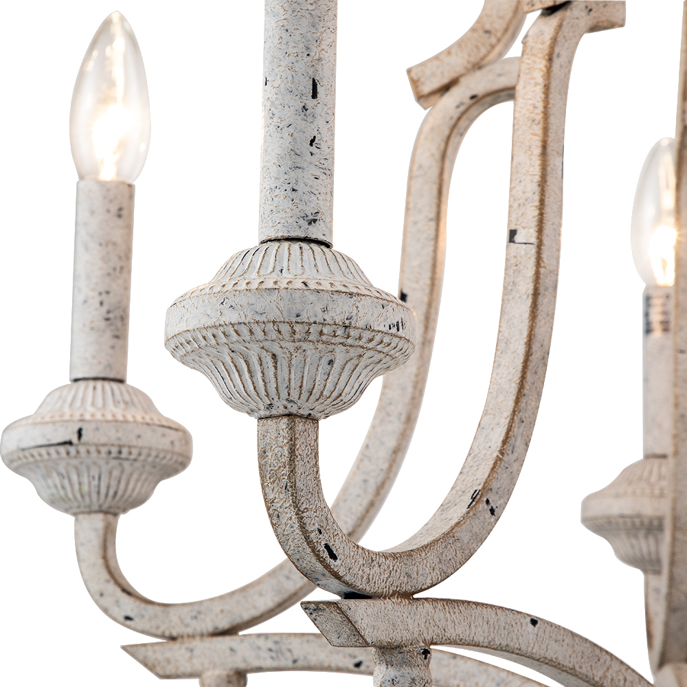5-Light Modern Farmhouse Mid-century Candle Style Empire Chandelier in Antique White Finish for Living Room/ Dining Room/ Museum
