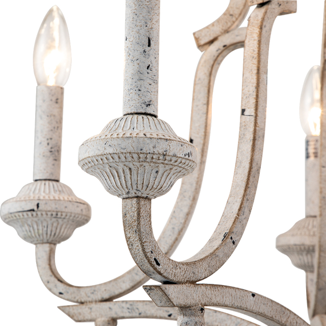 Modern Farmhouse Rustic 5 Lights Candle Style Empire Chandelier in Antique White Finish for Living Room/ Dining Room/ Museum