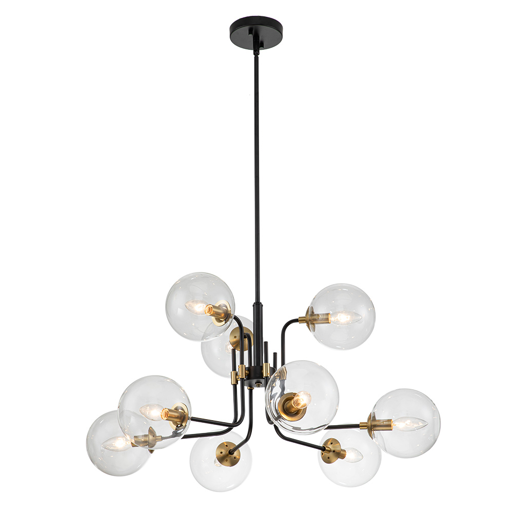 Glam Modern 9-Light Linear Branch Sputnik Bubble Chandelier for Kitchen Island Dining/Living Room
