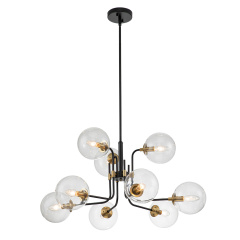 Glam Modern 9-Light Linear Branch Sputnik Bubble Chandelier for Kitchen Island Dining/Living Room
