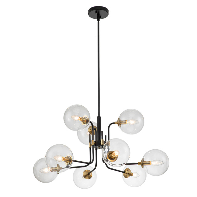 Glam Modern 9-Light Linear Branch Sputnik Bubble Chandelier for Kitchen Island Dining/Living Room