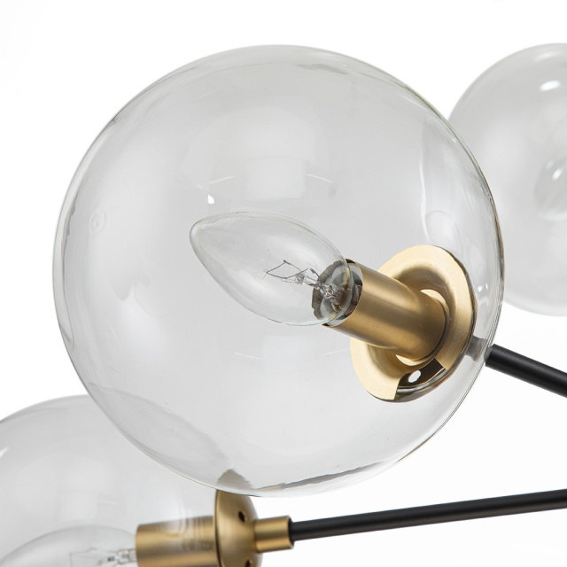 Glam Modern 9-Light Linear Branch Sputnik Bubble Chandelier for Kitchen Island Dining/Living Room