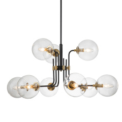 Glam Modern 9-Light Linear Branch Sputnik Bubble Chandelier for Kitchen Island Dining/Living Room