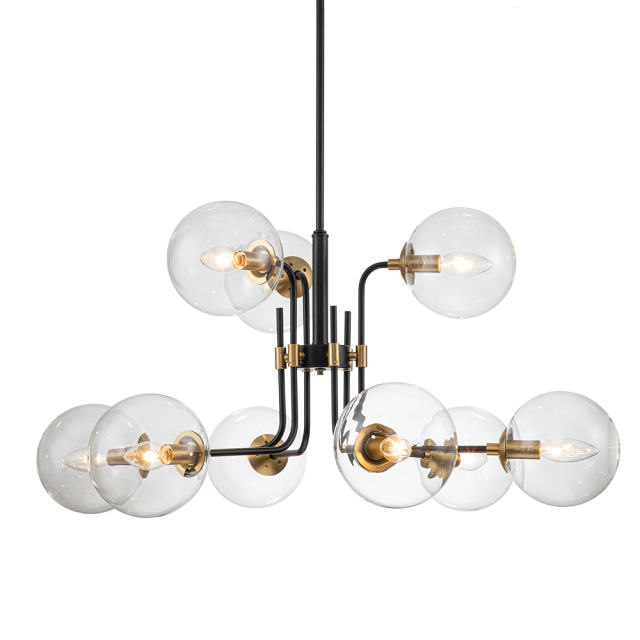 Glam Modern 9-Light Linear Branch Sputnik Bubble Chandelier for Kitchen Island Dining/Living Room