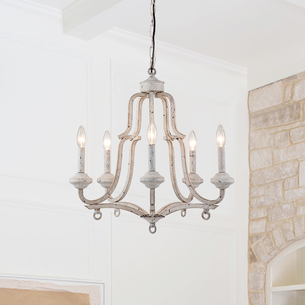 5-Light Modern Farmhouse Mid-century Candle Style Empire Chandelier in ...