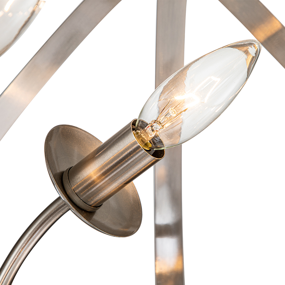 Modern Farmhouse Circle Frame Crystal Orb Chandelier Pendant Lighting with Cage Shade For Restaurant/ Kitchen/ Dining Room