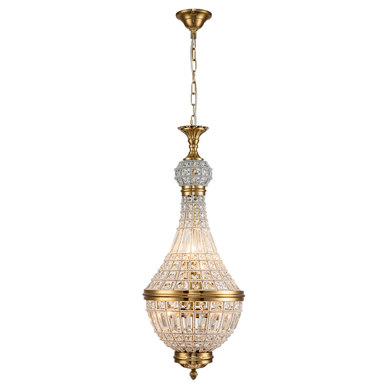 6-Light Modern French Empire Crystal Glass Chandelier in Antique Brass Finish for Living Room/Dining Room/ Master Bedroom