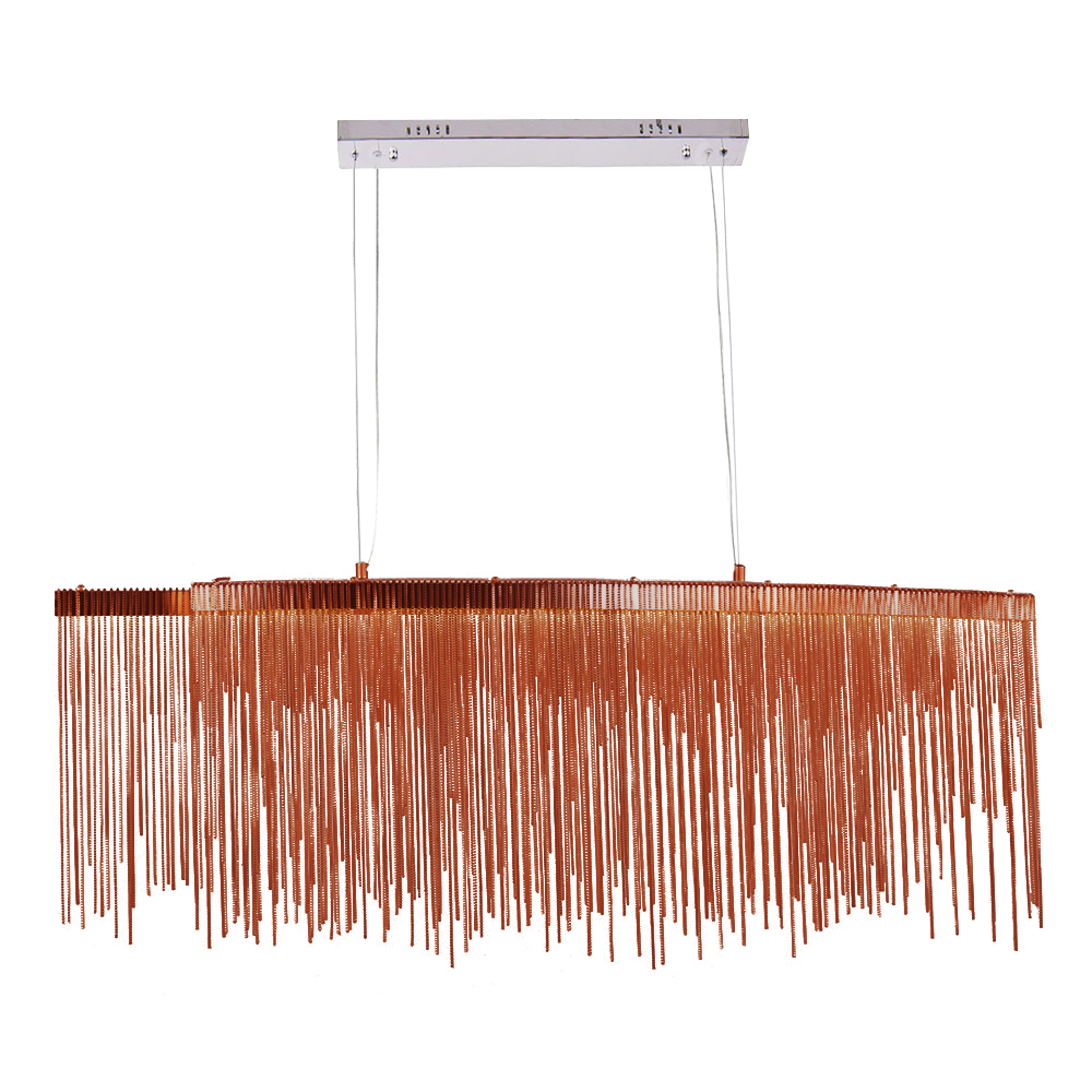 Modern Style 39"W Linear Chain Chandelier in Chrome/Rose Gold for Kitchen Island Dining Table Lighting