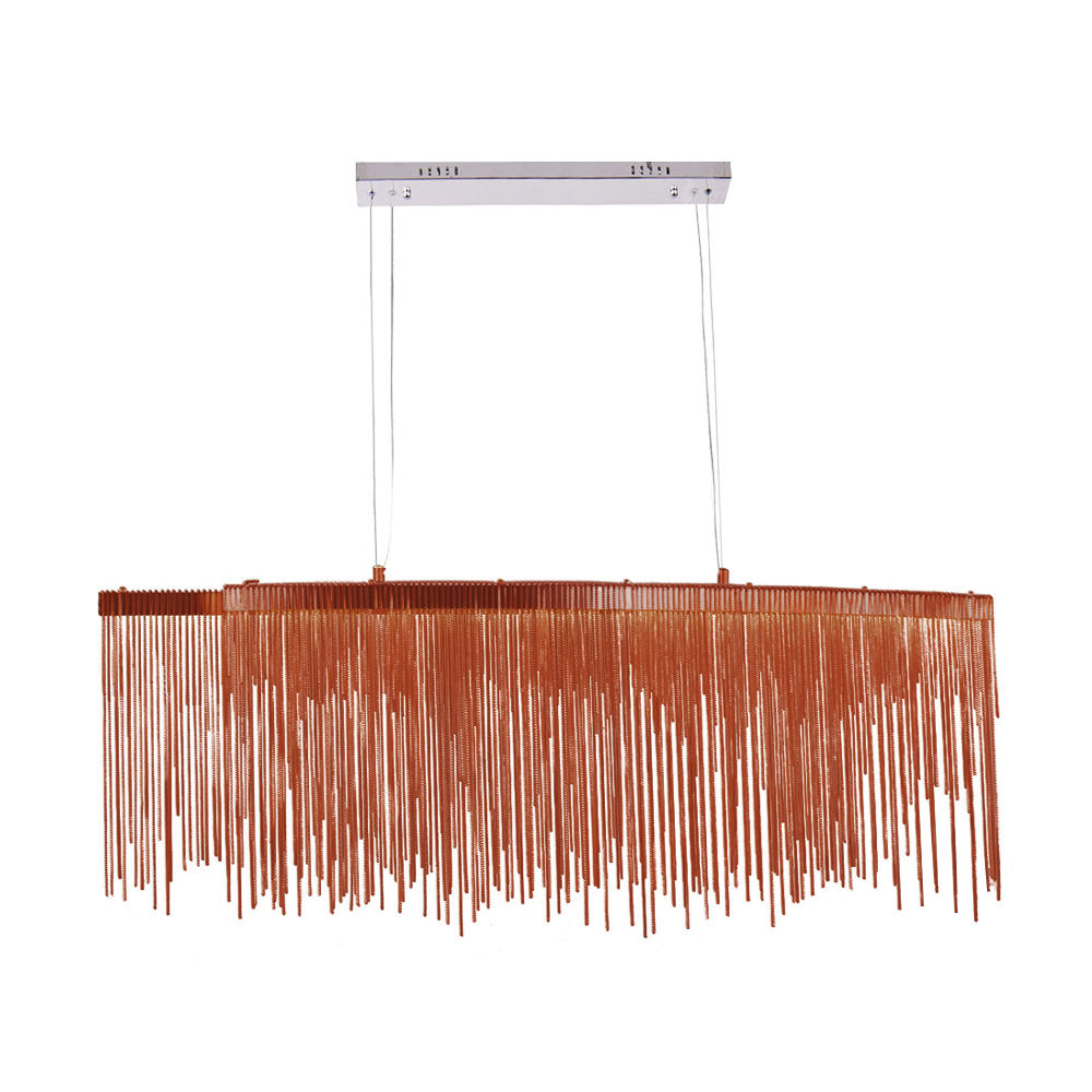 Modern Style 39"W Linear Chain Chandelier in Chrome/Rose Gold for Kitchen Island Dining Table Lighting