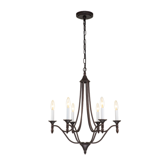 6-Light Mid-century Modern Farmhouse Candle Style Traditional Empire Chandelier Finish for Living Room/ Dining Room