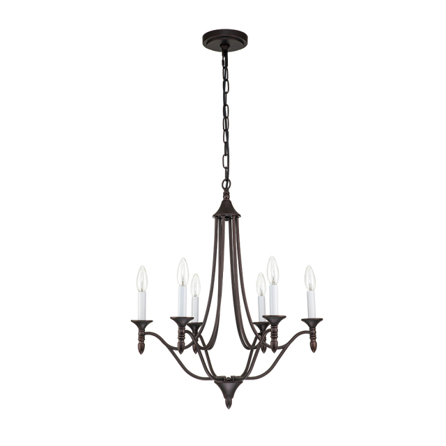 6-Light Mid-century Modern Farmhouse Candle Style Traditional Empire Chandelier Finish for Living Room/ Dining Room