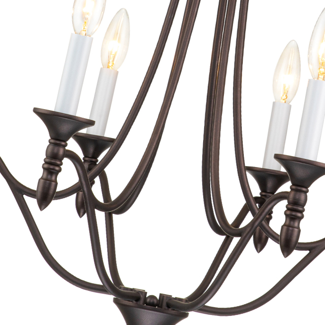 6-Light Mid-century Modern Farmhouse Candle Style Traditional Empire Chandelier Finish for Living Room/ Dining Room