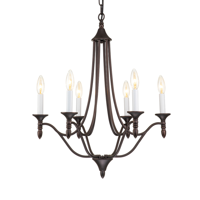 6-Light Mid-century Modern Farmhouse Candle Style Traditional Empire Chandelier Finish for Living Room/ Dining Room