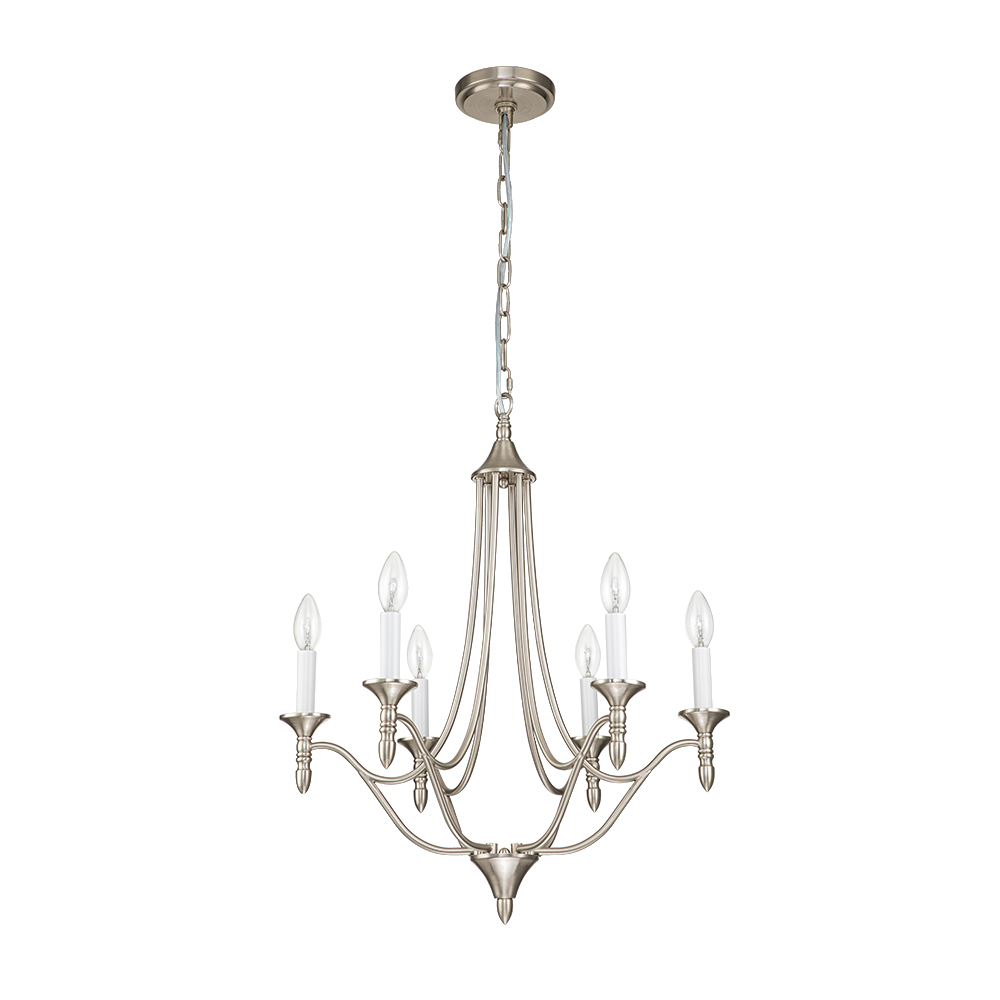 6-Light Mid-century Modern Farmhouse Candle Style Traditional Empire Chandelier Finish for Living Room/ Dining Room