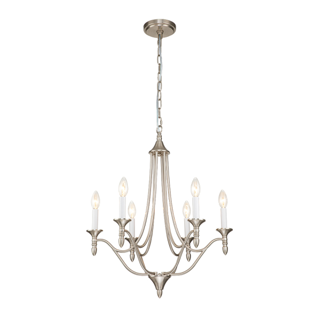 6-Light Mid-century Modern Farmhouse Candle Style Traditional Empire Chandelier Finish for Living Room/ Dining Room