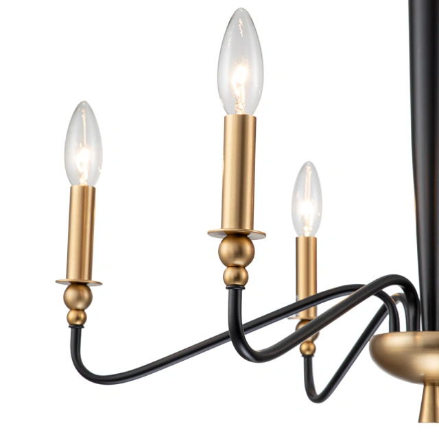 Mid-century Modern Candle Style Sputnik Chandelier in Black/ Black+Gold ...