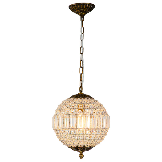 1/3/5 Light Modern Glass Crystal Orb Chandelier Round Ball Sparkle Pendant Lighting in Antique Brass Finish for Living Room/Dining Room