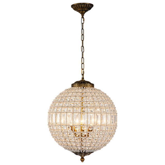 1/3/5 Light Modern Glass Crystal Orb Chandelier Round Ball Sparkle Pendant Lighting in Antique Brass Finish for Living Room/Dining Room