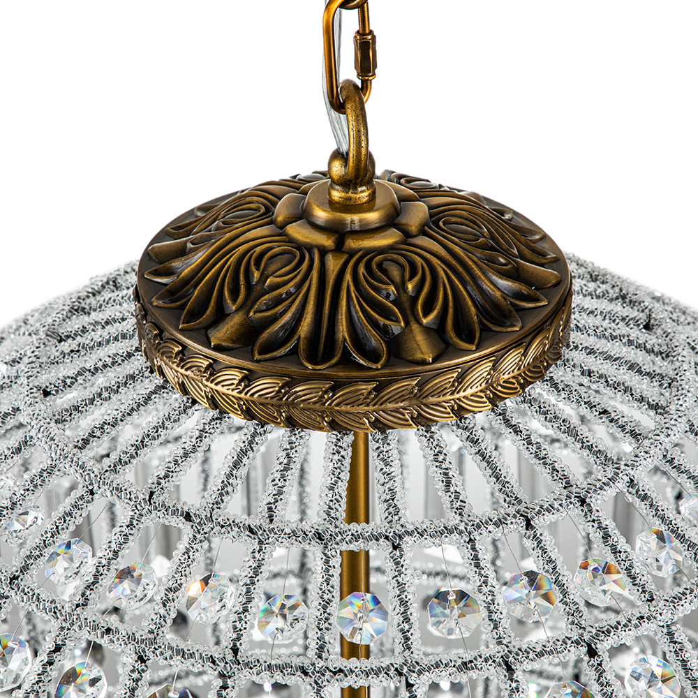 1/3/5 Light Modern Glass Crystal Orb Chandelier Round Ball Sparkle Pendant Lighting in Antique Brass Finish for Living Room/Dining Room