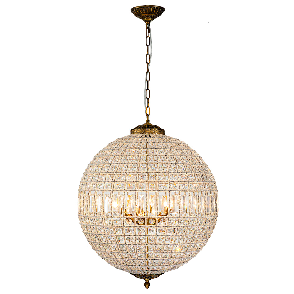 1/3/5 Light Modern Glass Crystal Orb Chandelier Round Ball Sparkle Pendant Lighting in Antique Brass Finish for Living Room/Dining Room