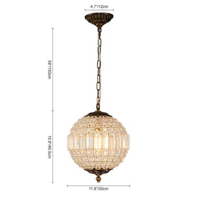 1/3/5 Light Modern Glass Crystal Orb Chandelier Round Ball Sparkle Pendant Lighting in Antique Brass Finish for Living Room/Dining Room