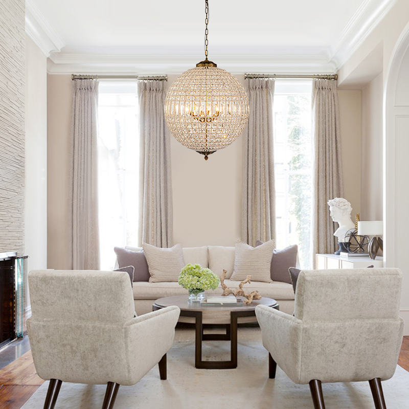 1/3/5 Light Modern Glass Crystal Orb Chandelier Round Ball Sparkle Pendant Lighting in Antique Brass Finish for Living Room/Dining Room