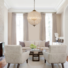 1/3/5 Light Modern Glass Crystal Orb Chandelier Round Ball Sparkle Pendant Lighting in Antique Brass Finish for Living Room/Dining Room