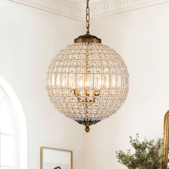 1/3/5 Light Modern Glass Crystal Orb Chandelier Round Ball Sparkle Pendant Lighting in Antique Brass Finish for Living Room/Dining Room