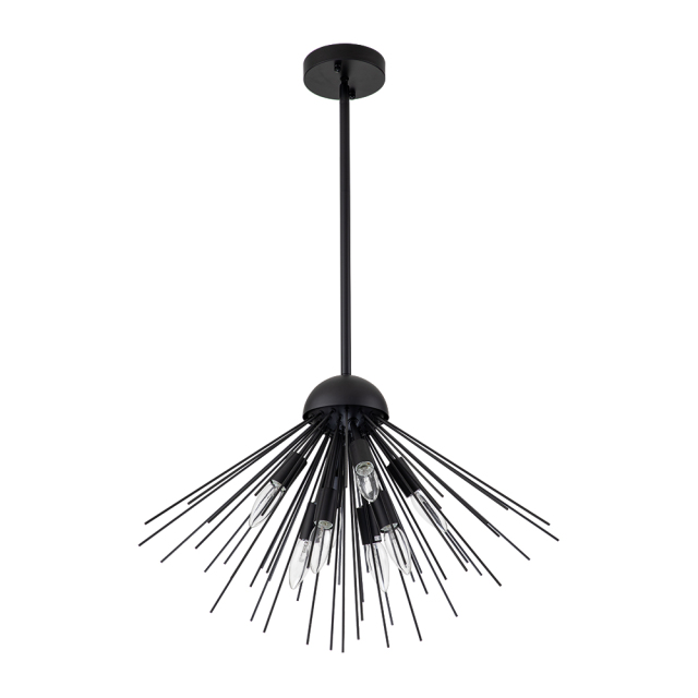 8-Light Mid-Century Modern Sputnik Sunburst Chandelier Hanging Pendant Lighting in Brass/ Black for Dining Room/ Kitchen/ Living Room