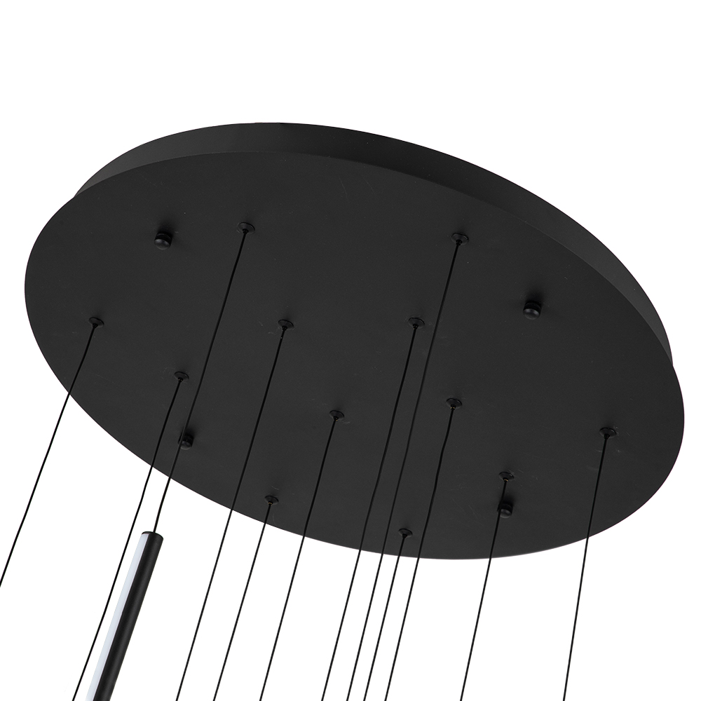 Modern Black LED Multi-Light Chandelier Cluster High Ceiling Pendant Light in Dimmable Warm White for Living Room Staircase Stairway
