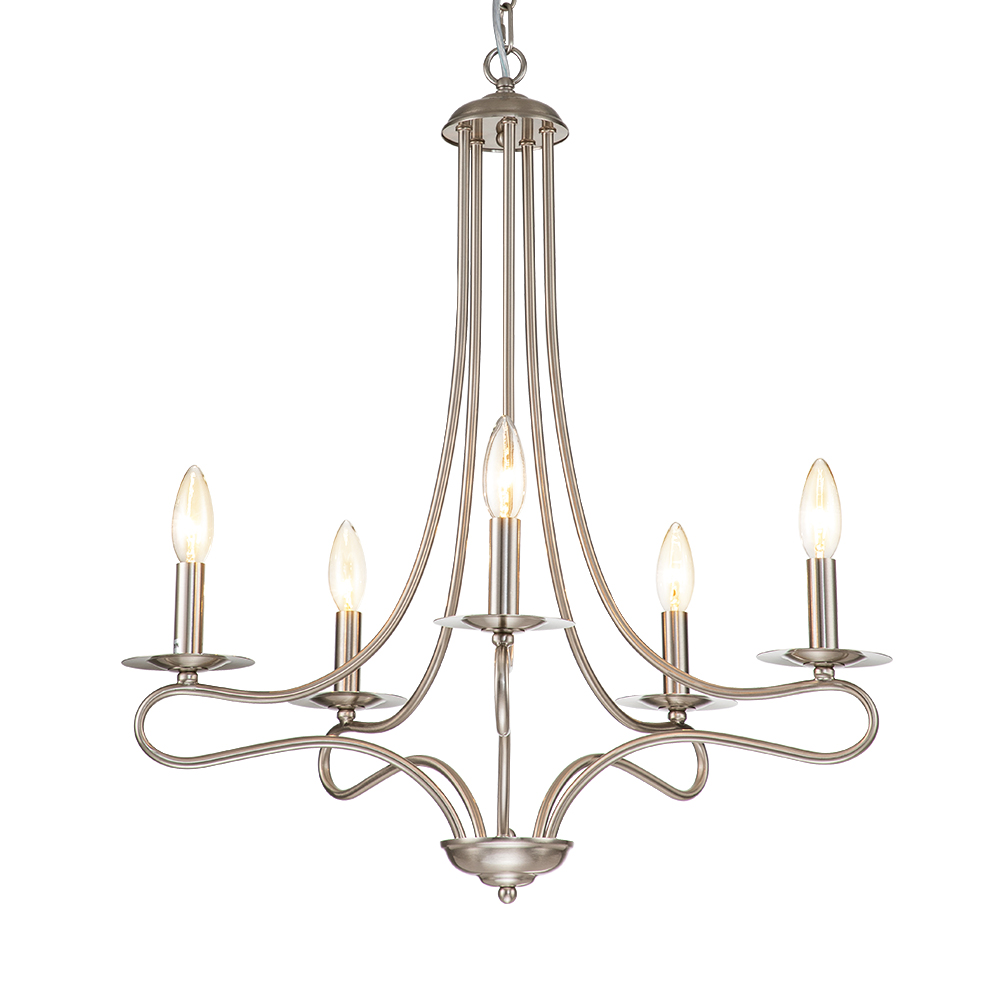 Mid-century Modern Sputnik Arms Candle Chandelier in Nickel Finish for Living Room/ Dining Room/ Bedroom