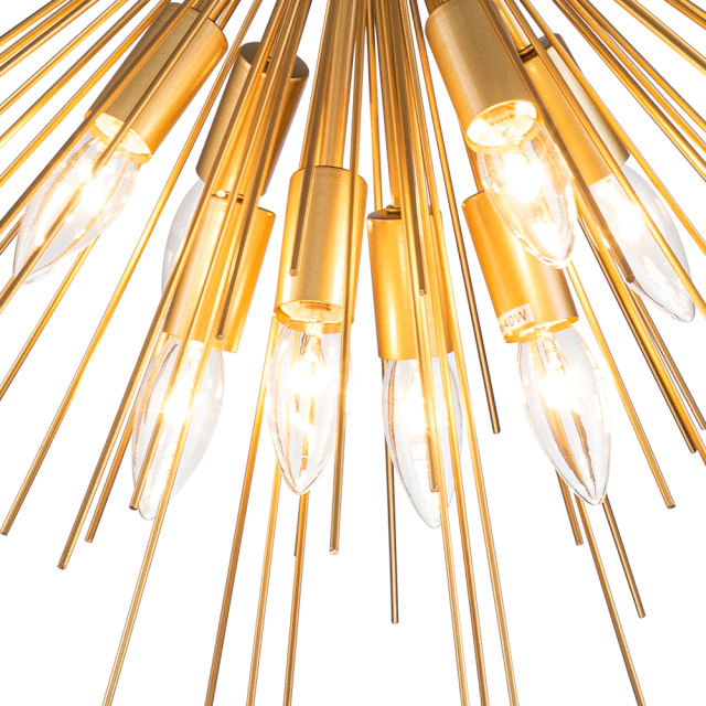 8-Light Mid-Century Modern Sputnik Sunburst Chandelier Hanging Pendant Lighting in Brass/ Black for Dining Room/ Kitchen/ Living Room