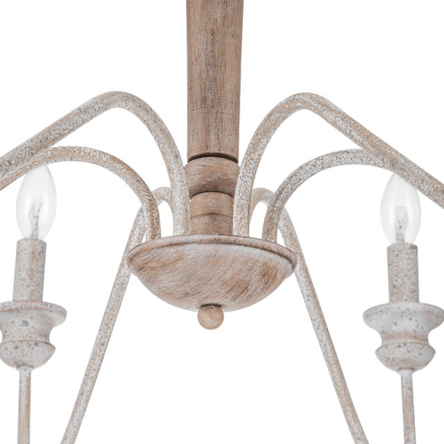 6-Light Modern Mid-century Candle Style Empire Sputnik Chandelier in Antique White Finish for Living Room/ Dining Room