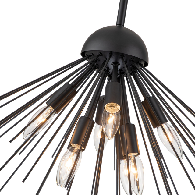 8-Light Mid-Century Modern Sputnik Sunburst Chandelier Hanging Pendant Lighting in Brass/ Black for Dining Room/ Kitchen/ Living Room