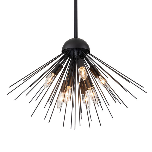 8-Light Mid-Century Modern Sputnik Sunburst Chandelier Hanging Pendant Lighting in Brass/ Black for Dining Room/ Kitchen/ Living Room