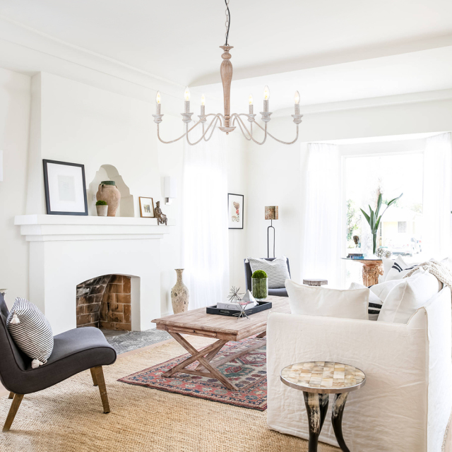 6-Light Modern Mid-century Candle Style Empire Sputnik Chandelier in Antique White Finish for Living Room/ Dining Room