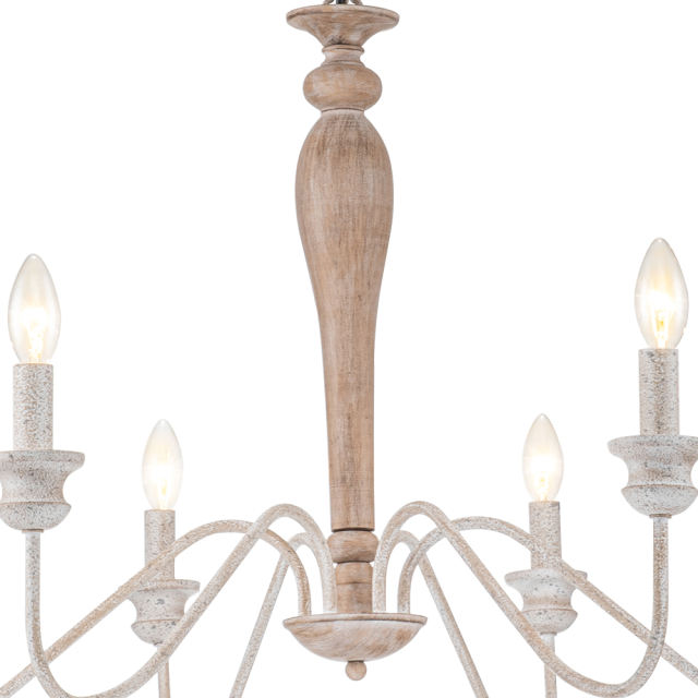 6-Light Modern Mid-century Candle Style Empire Sputnik Chandelier in Antique White Finish for Living Room/ Dining Room