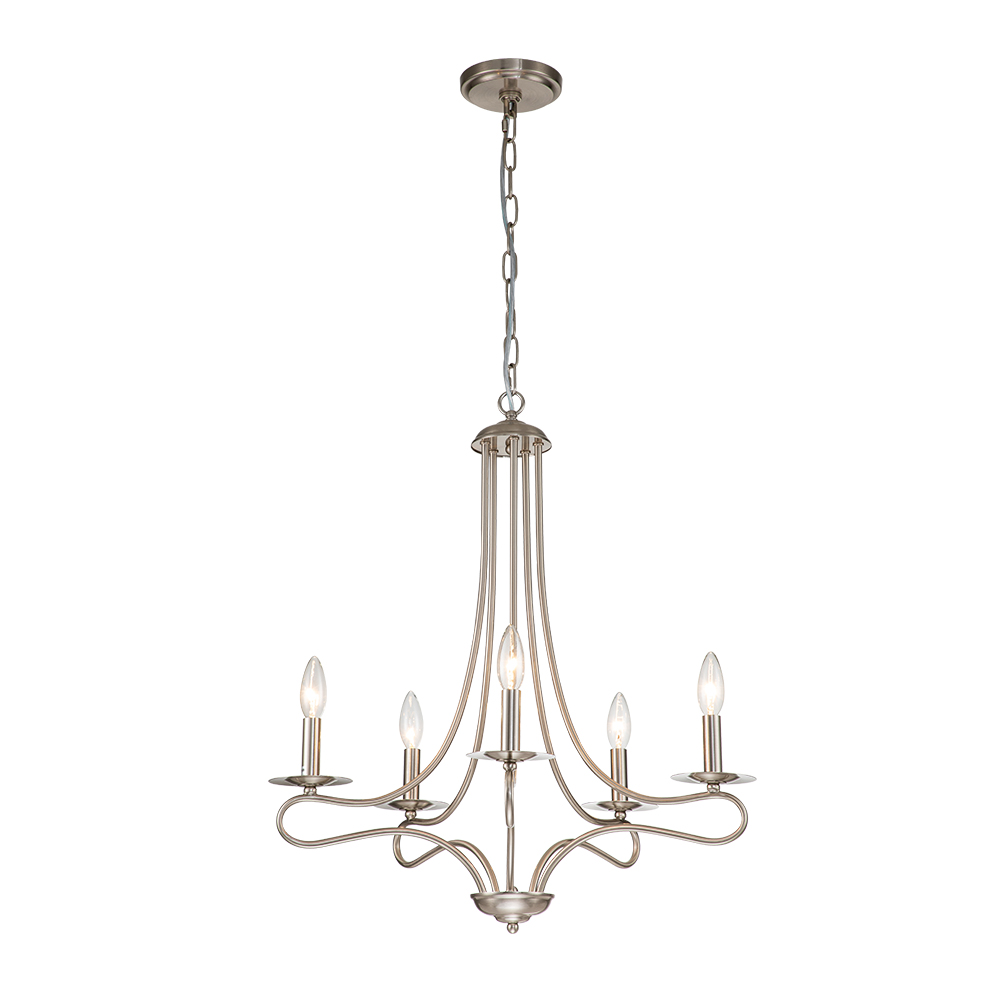 Mid-century Modern Sputnik Arms Candle Chandelier in Nickel Finish for Living Room/ Dining Room/ Bedroom