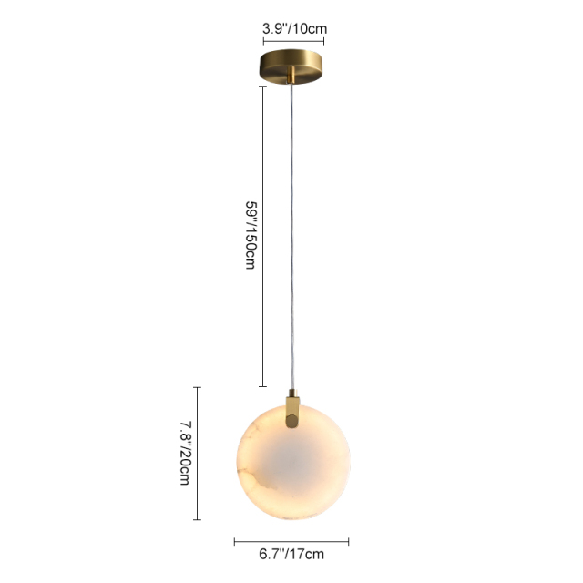 Glam Modern Gold Pendant Light with Transmission Marble Stone Shade Diffuser for Kitchen/Dining Room