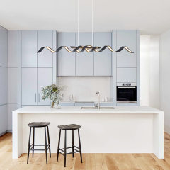 Dimmable LED Modern Twisted Linear Chandelier Adjustable Pendant Lighting with Spiral Design for Bedroom Living Room Dining Room