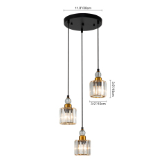 3-Light Glam Modern Luxury Crystal Pendant Lighting Adjustable Hanging Light for Kitchen Island Dining Room Bedroom Bar