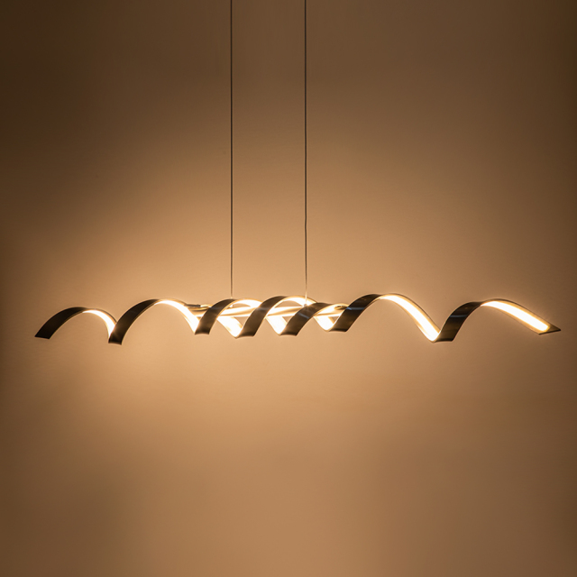 Dimmable LED Modern Twisted Linear Chandelier Adjustable Pendant Lighting with Spiral Design for Bedroom Living Room Dining Room