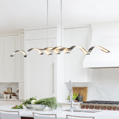 Dimmable LED Modern Twisted Linear Chandelier Adjustable Pendant Lighting with Spiral Design for Bedroom Living Room Dining Room