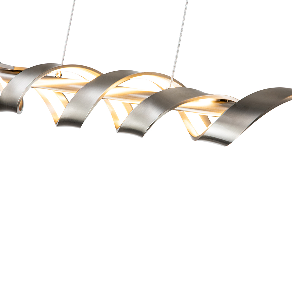 Dimmable LED Modern Twisted Linear Chandelier Adjustable Pendant Lighting with Spiral Design for Bedroom Living Room Dining Room