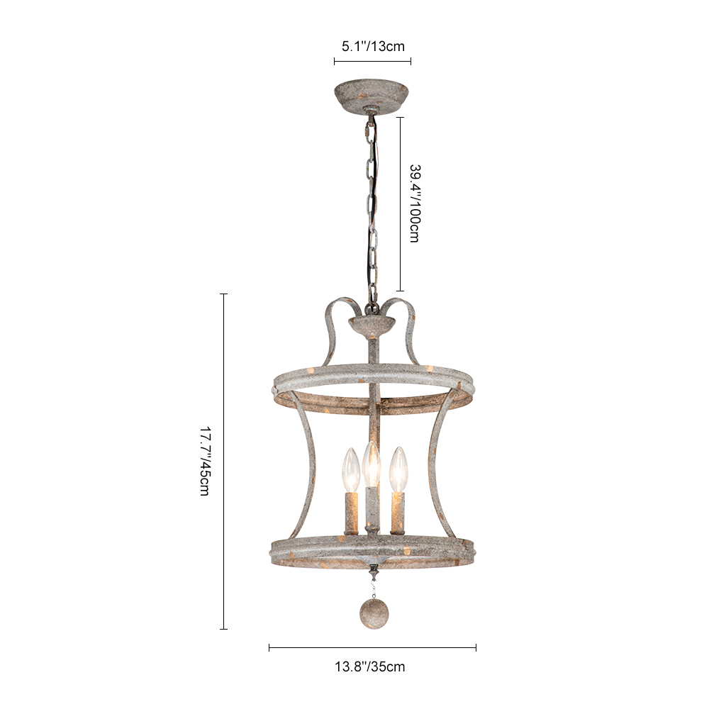 French Modern Farmhouse Open Curved Frame Pendant Lighting with Antique Brown Finish for Kitchen/ Dining Room/ Entryway