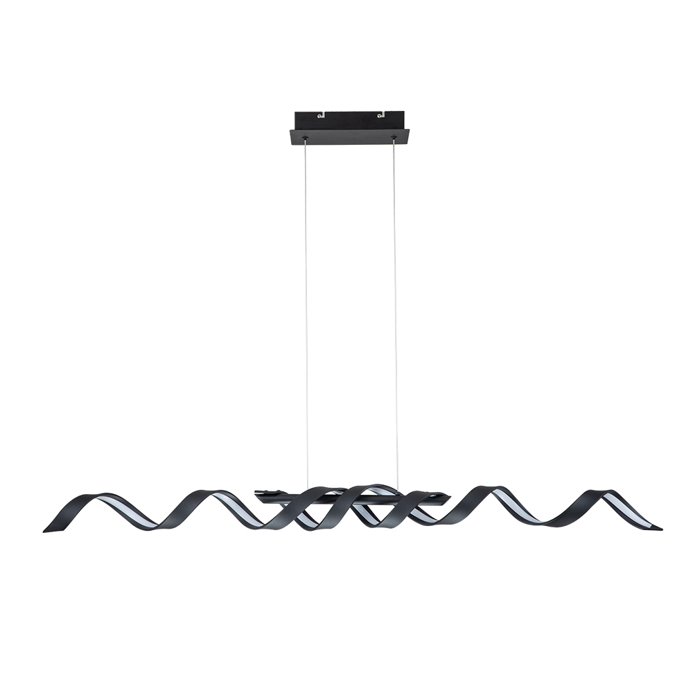 Dimmable LED Modern Twisted Linear Chandelier Adjustable Pendant Lighting with Spiral Design for Bedroom Living Room Dining Room
